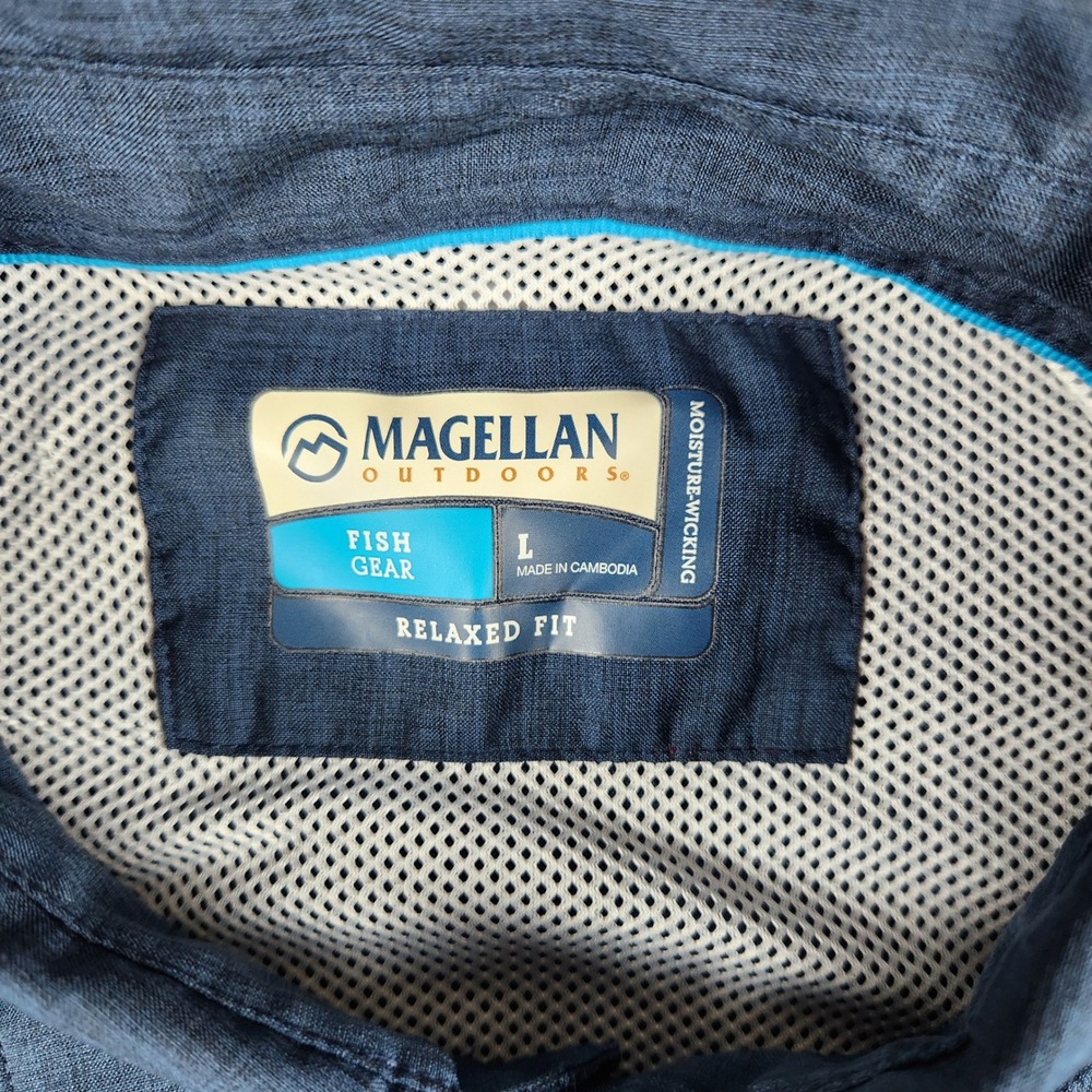 Magellan Gear Fishing Shirt Men L Blue Long Sleeve Ventilated Hiking Outdoor - Picture 5 of 16